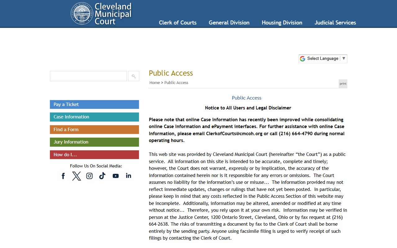 Cleveland Municipal Court recent arrests case search