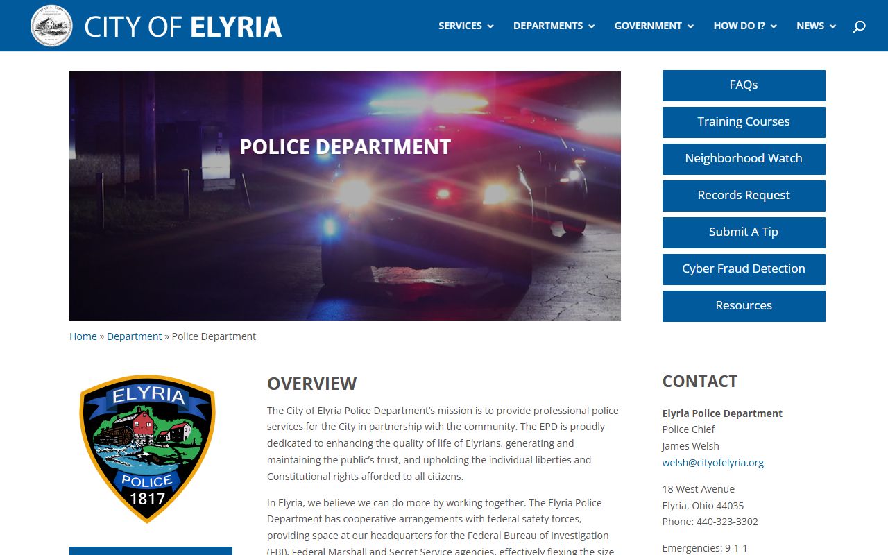 Elyria Police Department website for recent arrests