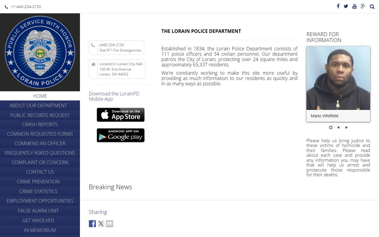 Lorain Police Department recent arrests records