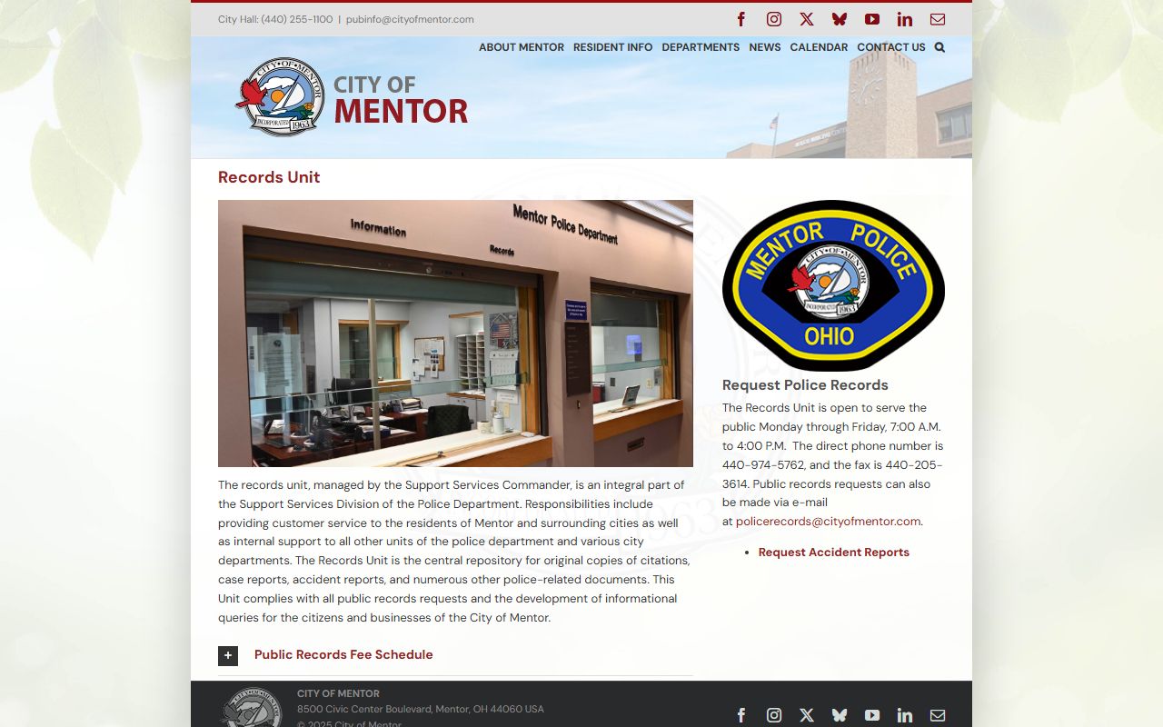 Mentor recent arrests police records unit page