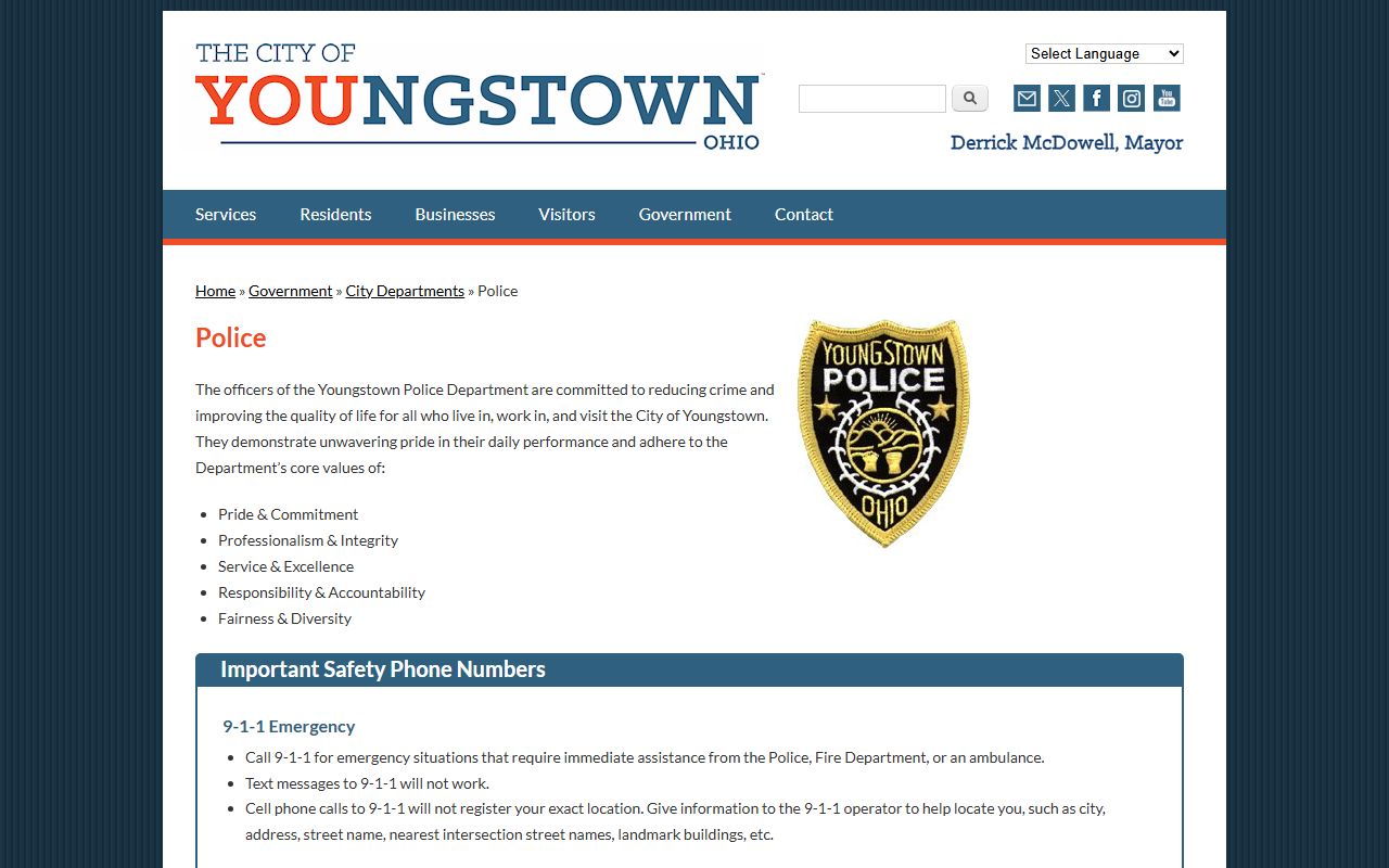Youngstown Police Department website for recent arrests