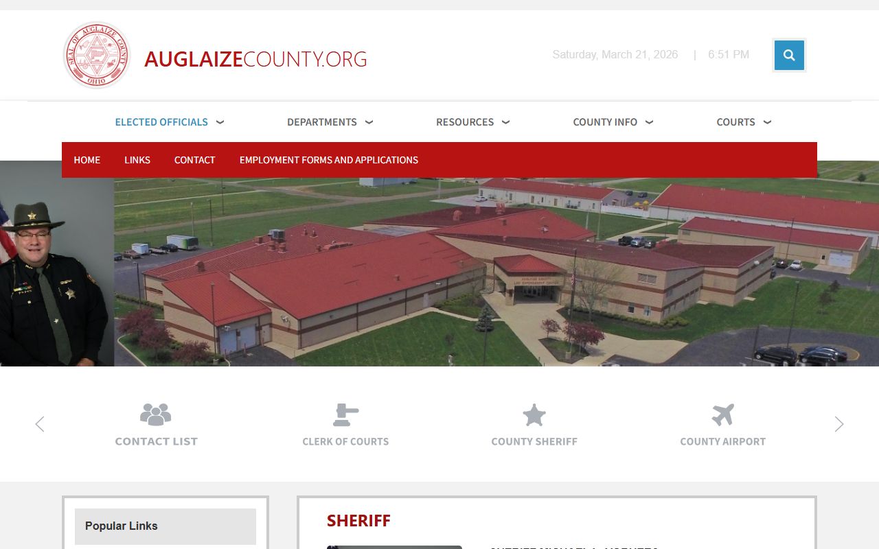 Auglaize County Sheriff's Office website for recent arrest information