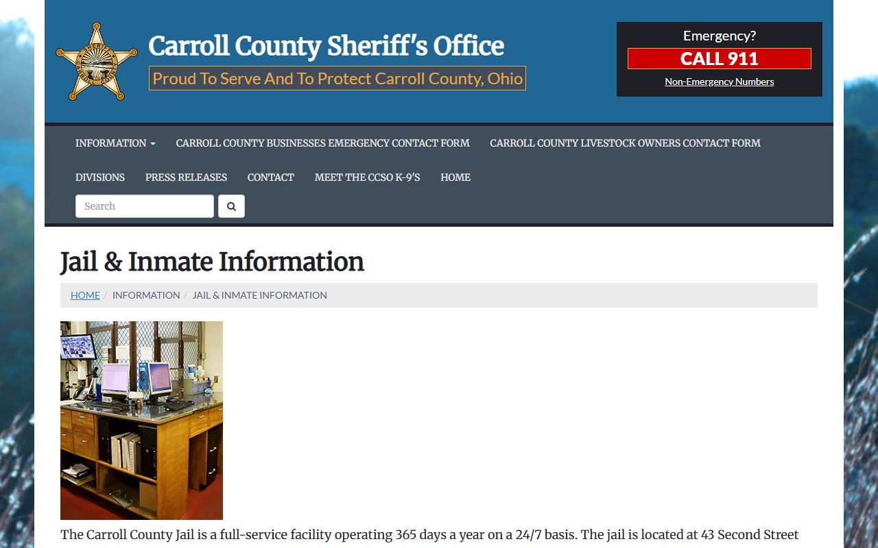 Carroll County jail inmate information page for recent arrests