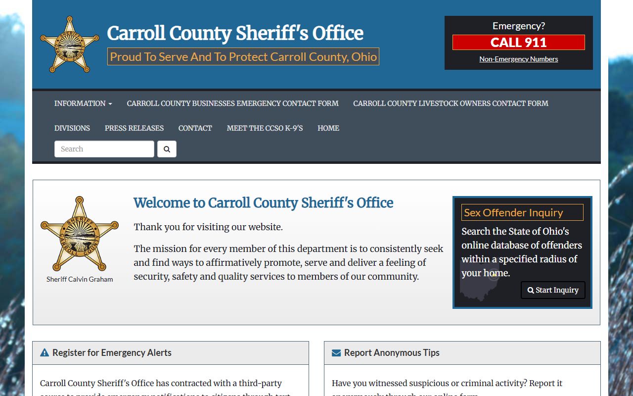 Carroll County Sheriff's Office website for recent arrests