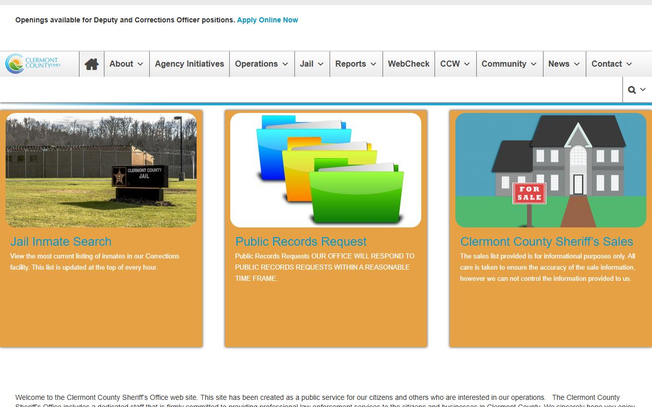 Clermont County Sheriff website for recent arrests