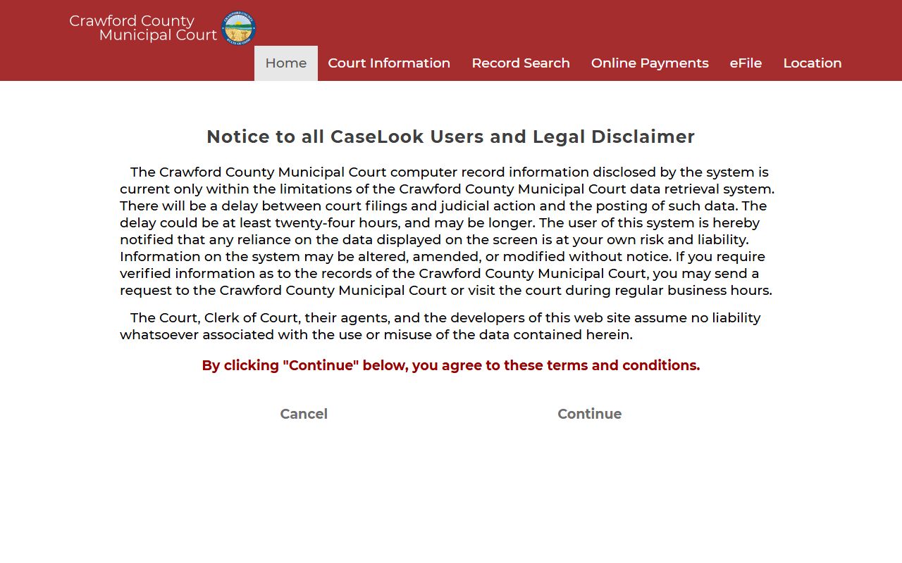 Crawford County Municipal Court record search for recent arrests