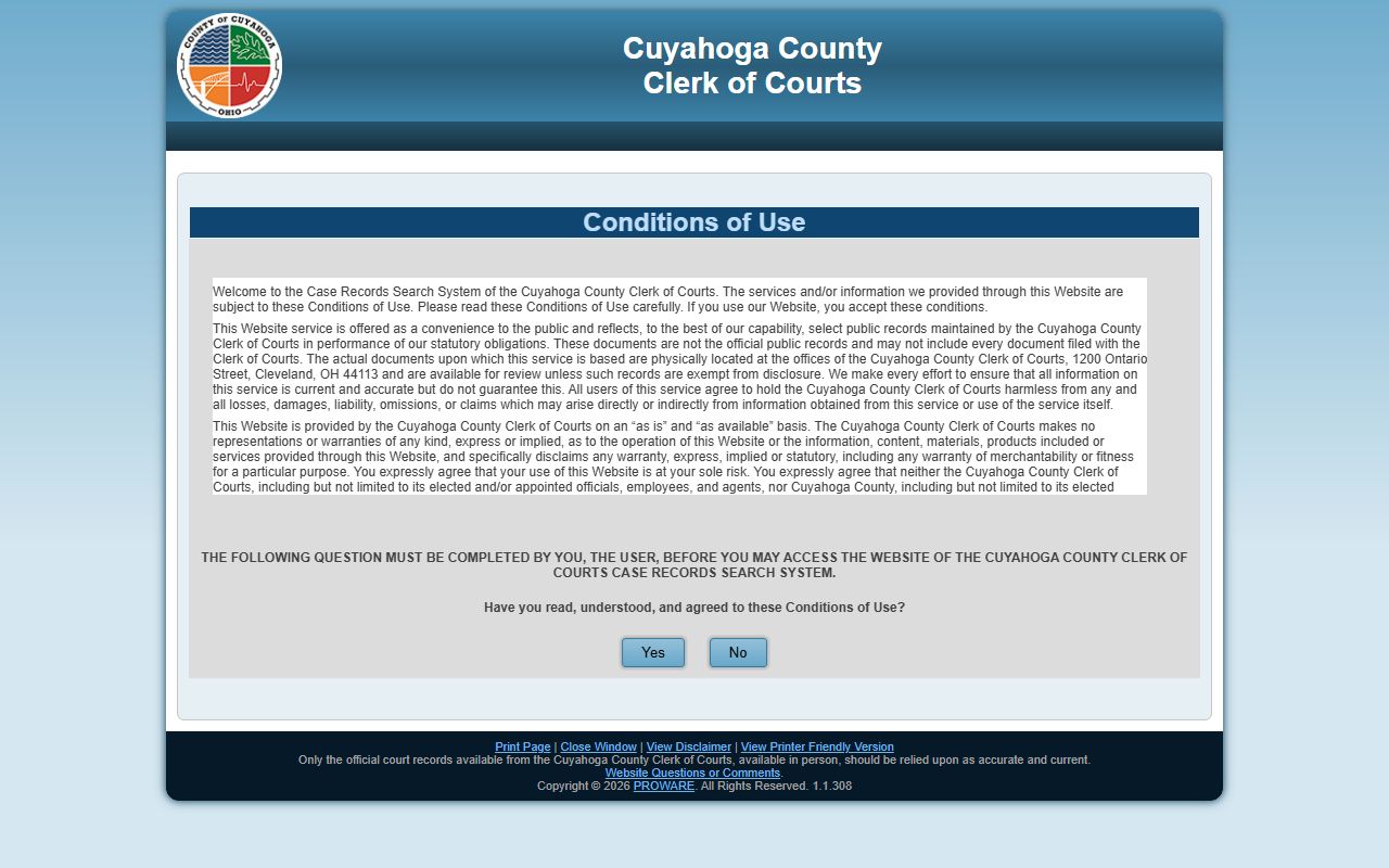 Cuyahoga County CPDocket court search for recent arrests