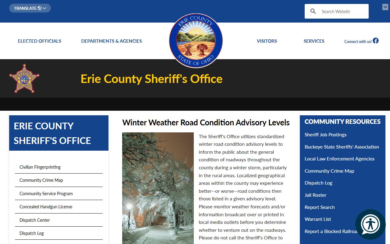 Erie County Sheriff's Office website for recent arrests