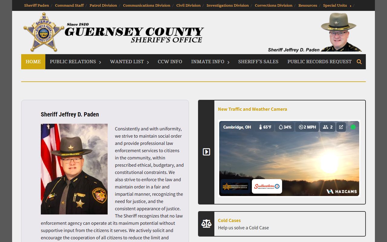 Guernsey County Sheriff's Office website for recent arrests