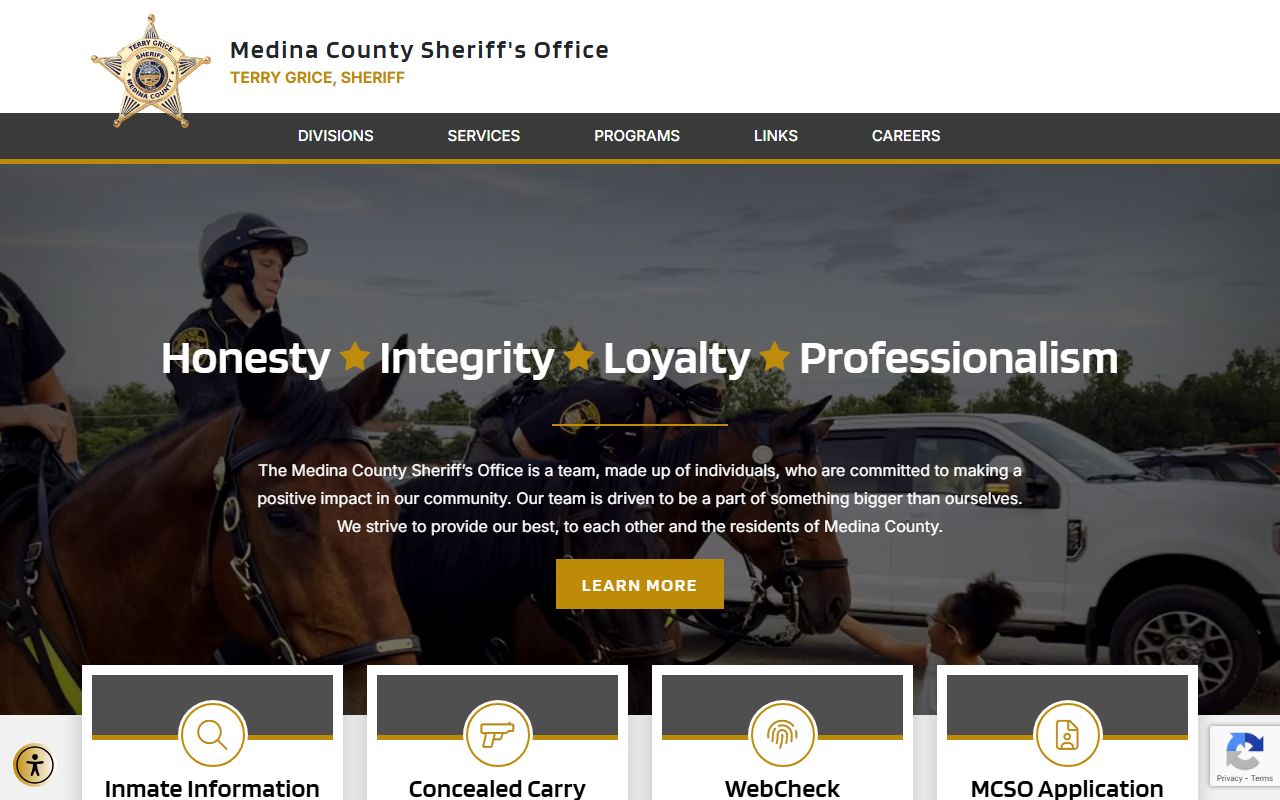 Medina County Sheriff's Office website for recent arrests lookup