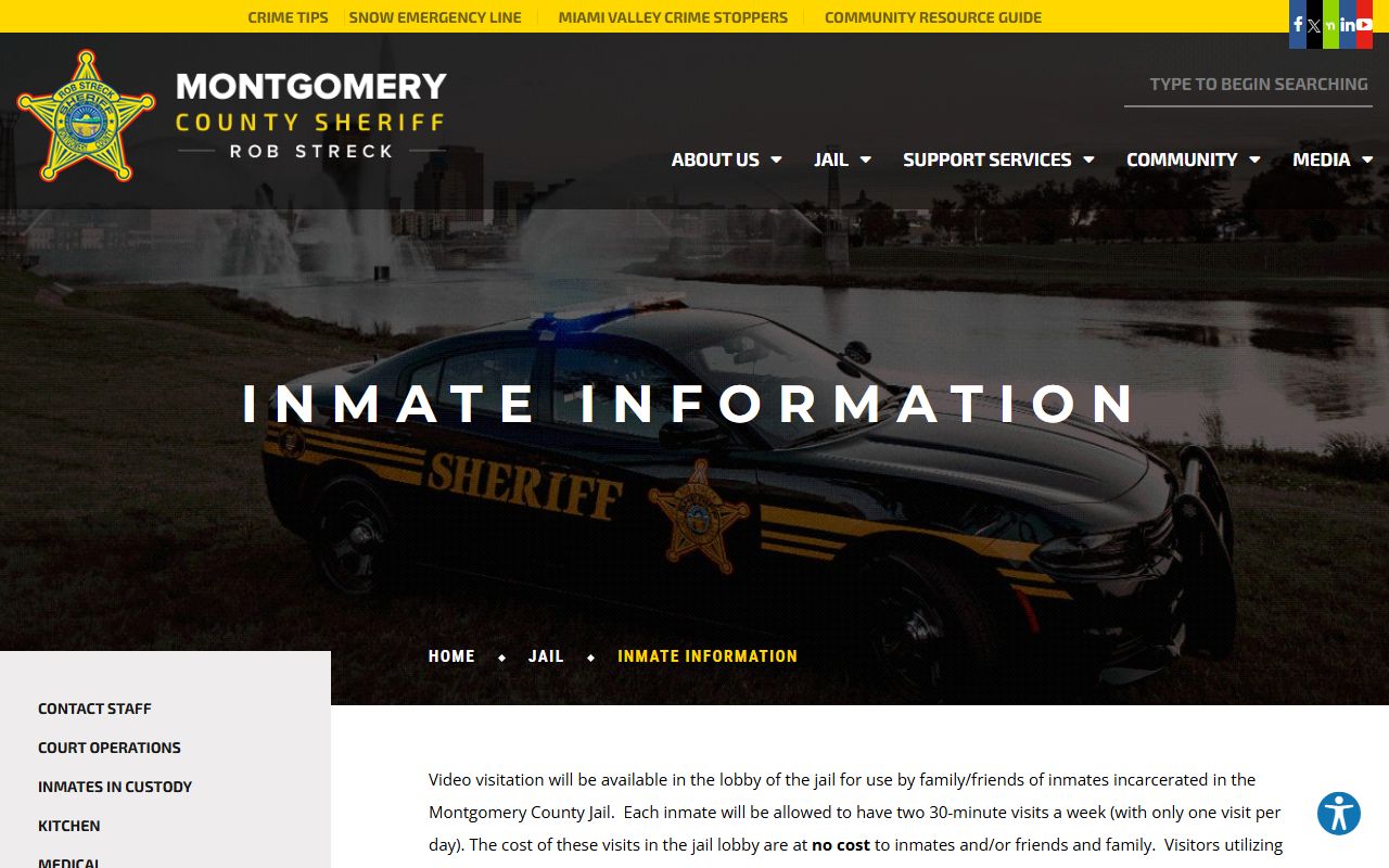 Montgomery County jail inmate information page for recent arrests