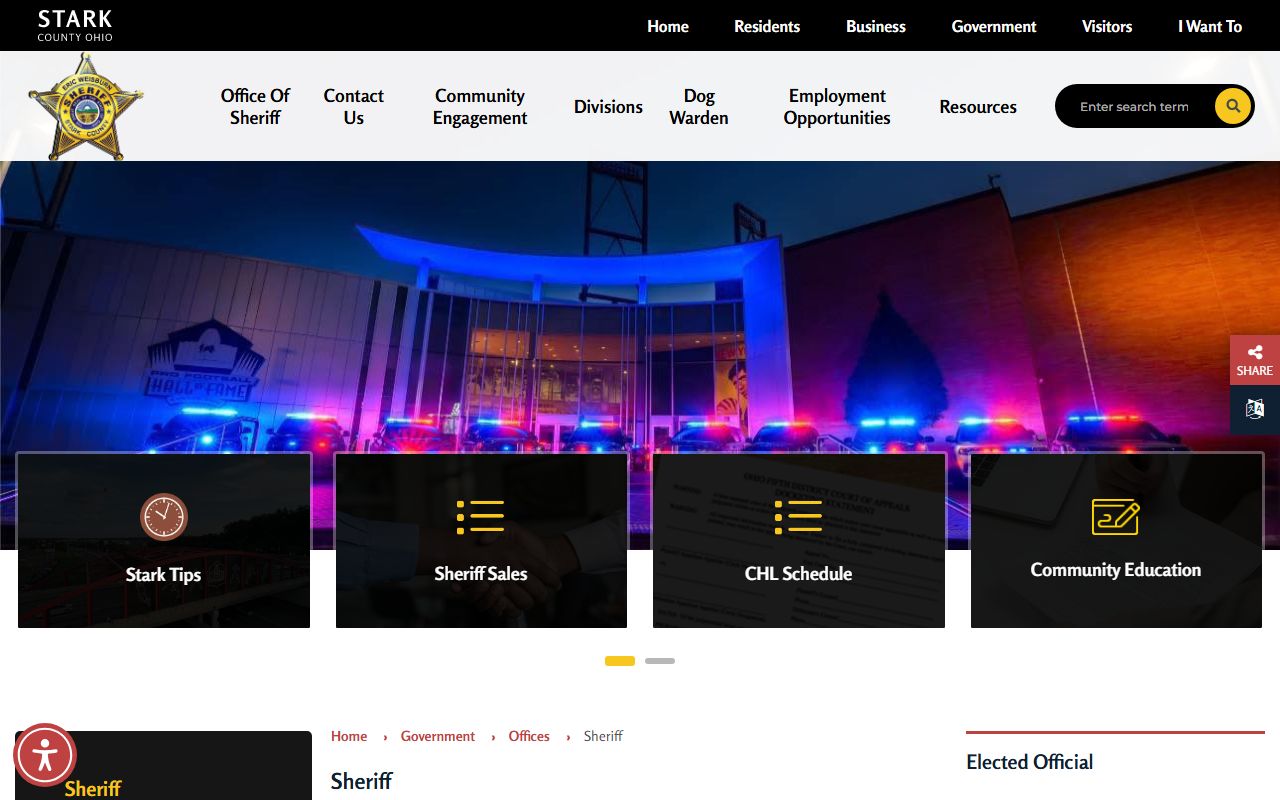 Stark County Sheriff's Office website for recent arrest lookups