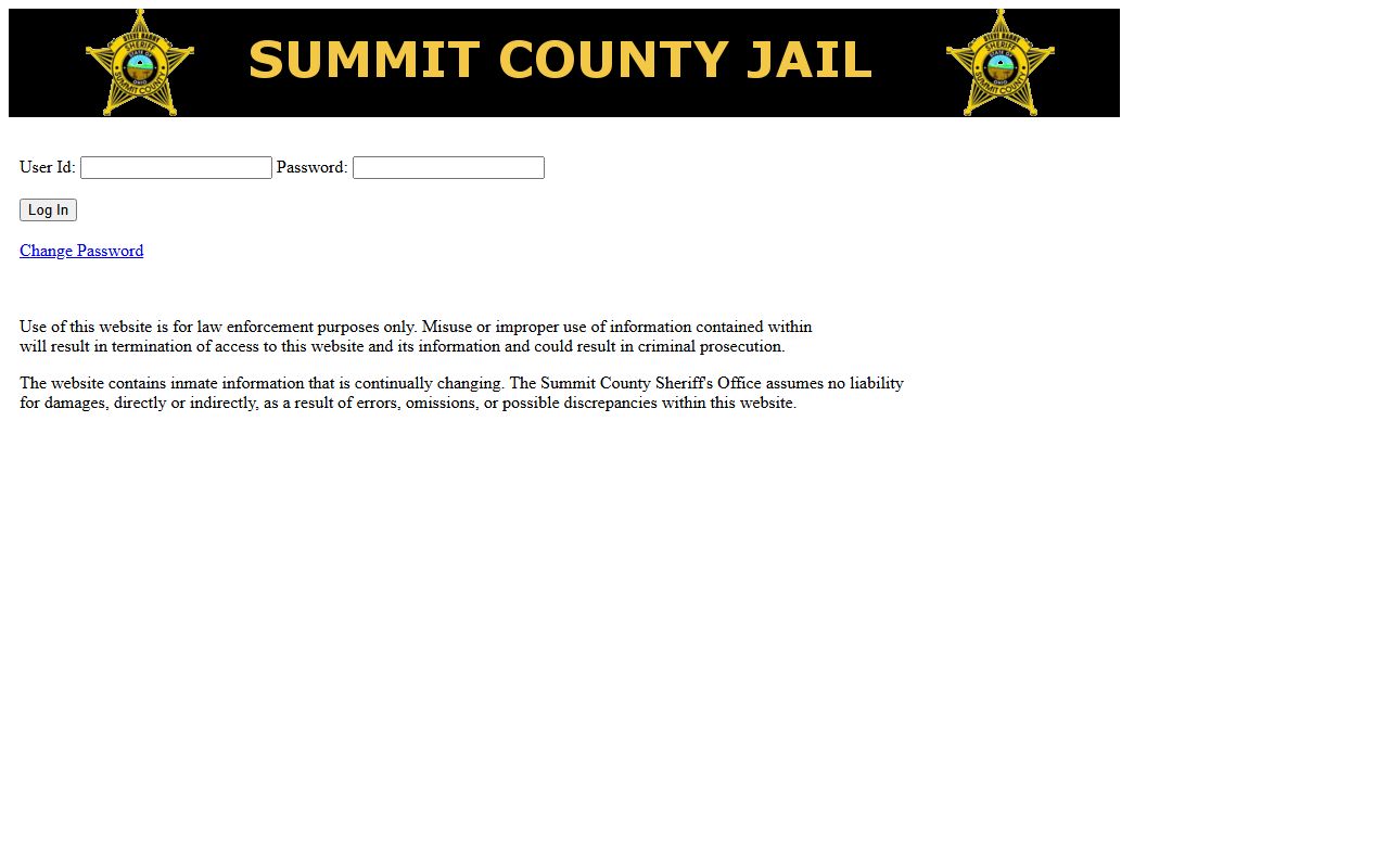 Summit County Jail Management System for searching recent arrests