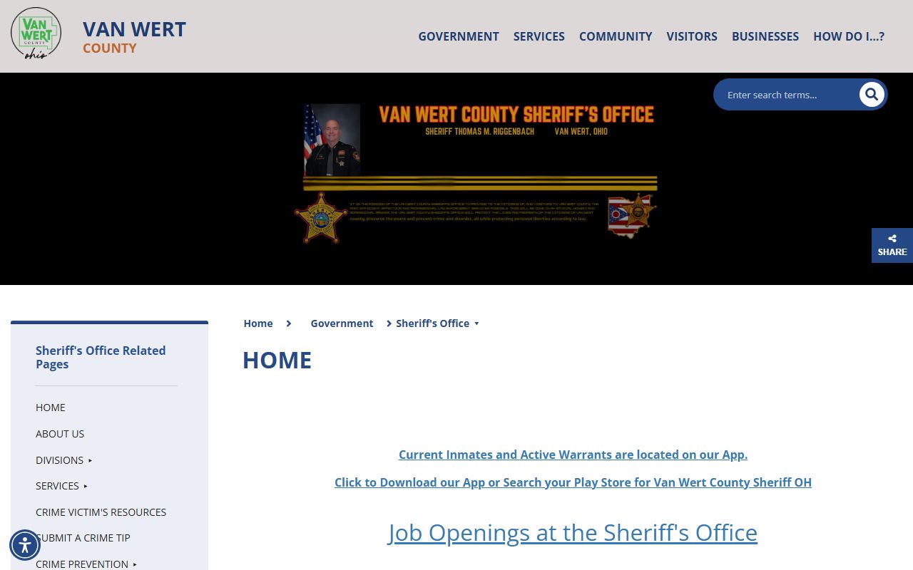 Van Wert County Sheriff website for recent arrests