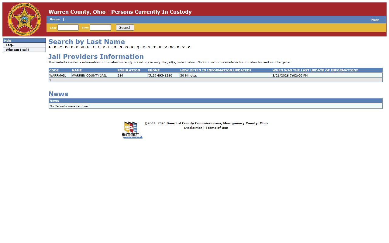 Warren County jail roster for recent arrests