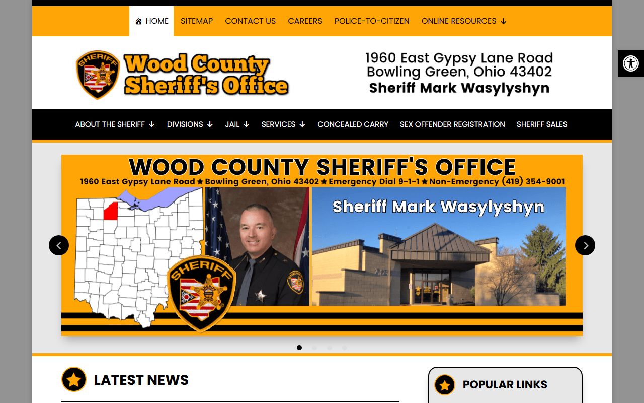 Wood County Sheriff's Office website for recent arrest searches