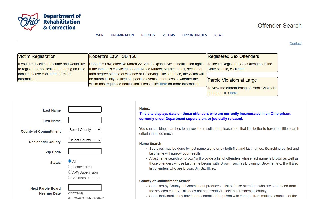 Ohio ODRC offender search for recent arrests